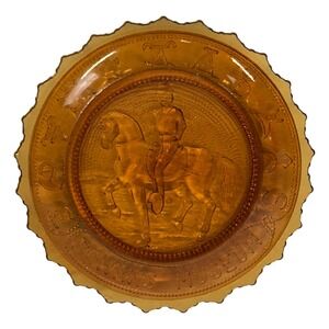 Cheyenne Frontier Days Old West Museum‎ Amber Glass Cowboy Horse Plate Dish
